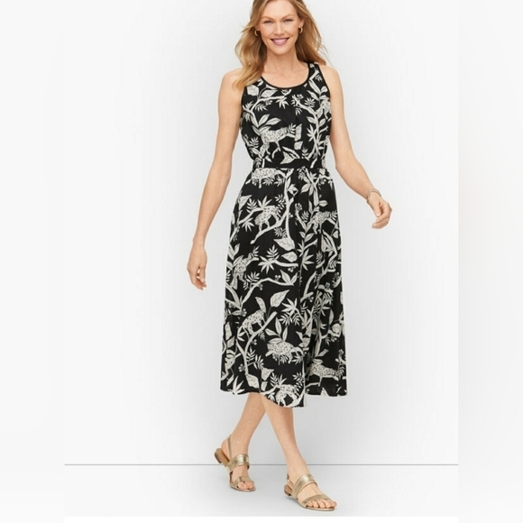 Talbots Dresses & Skirts - NWT Talbots Tropical Panther Tipped Fit & Flare Dress, Size 6P Ret. $149
